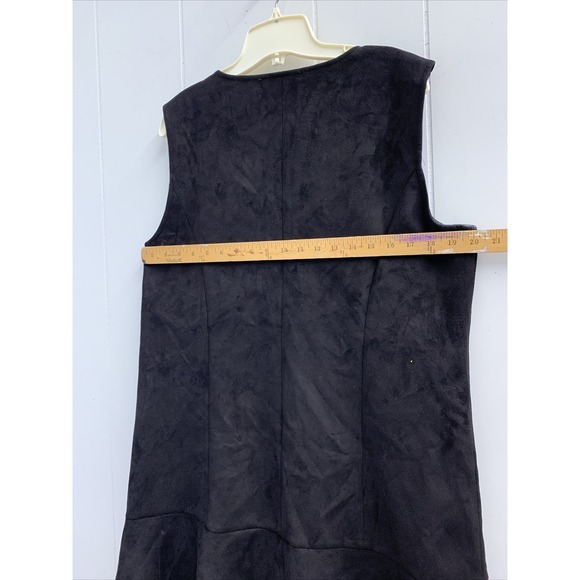 BCBG Maxazria Mini Dress Extra Large Fit and Flare Black Tank Suede Above Knee - Picture 9 of 10